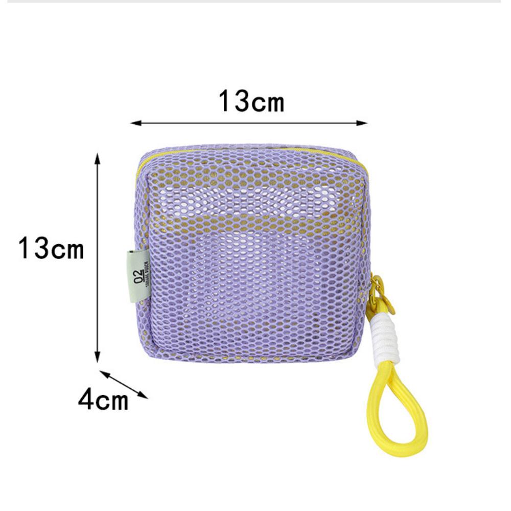 New Mini Portable Grid Tofu Bag Cosmetic Storage Net Bag Small Portable Coin Purse Mesh Makeup Bag Storage Pouch