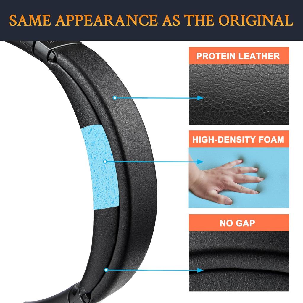 SOULWIT Ear Pad + Headband Set for Sony WH-1000XM3 (WH1000XM3) Over-Ear Headset Replacement Kit - Headphone Replacement Pads, Anti-Deterioration Cushi
