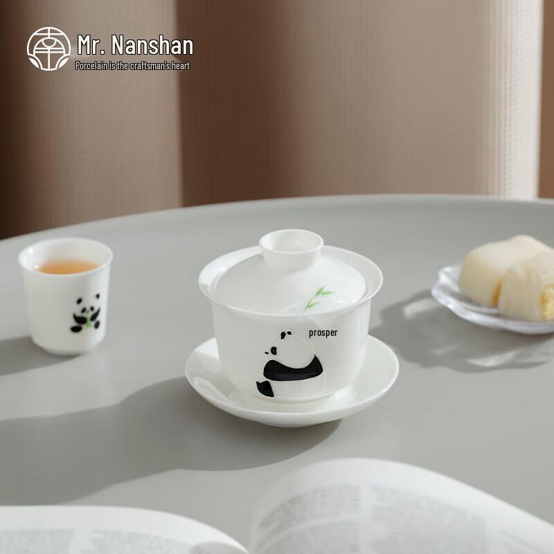 Nanshan Mr. Hand-Painted Ceramic Panda Gongfu Gaiwan Tea Set