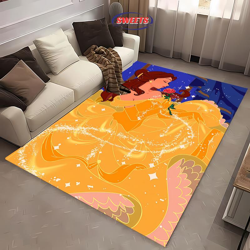 Neue Regale!Disney Belle Prinzessin Teppich, Wohnzimmer Schlafzimmer Bürobereich Kinderzimmer nach Wahl, Rutschfeste Maschinenwaschbare Matte