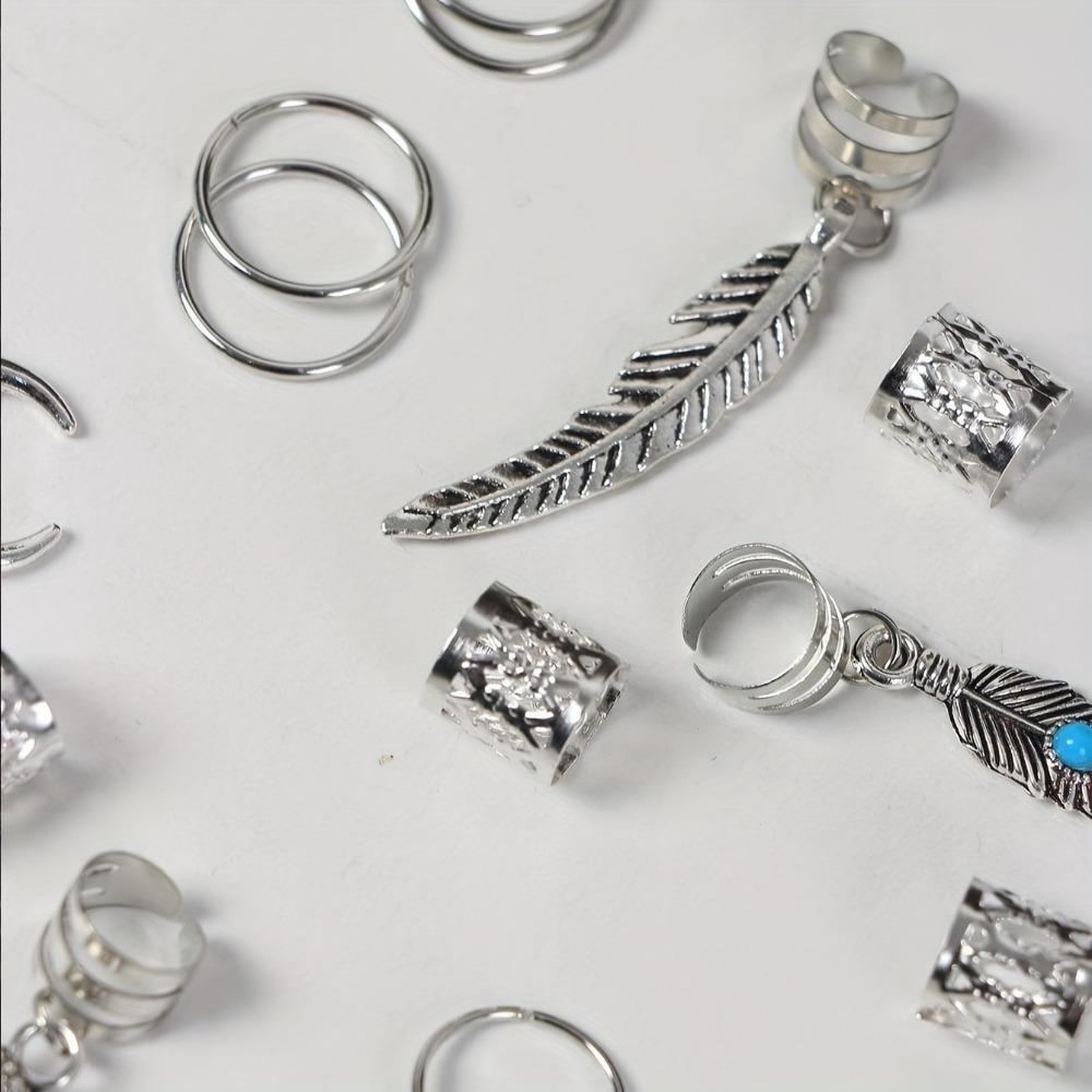 31pcs Dread Locks Dreadlocks Beads Turquoise Hair Braid Tubes Hollow Out Hair Ring for Braids