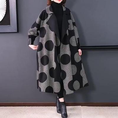 Cappotti lunghi di lana da donna autunno inverno di alta qualità moda allentata madre di mezza età mantello scozzese oversize con spalla abbassata in lana