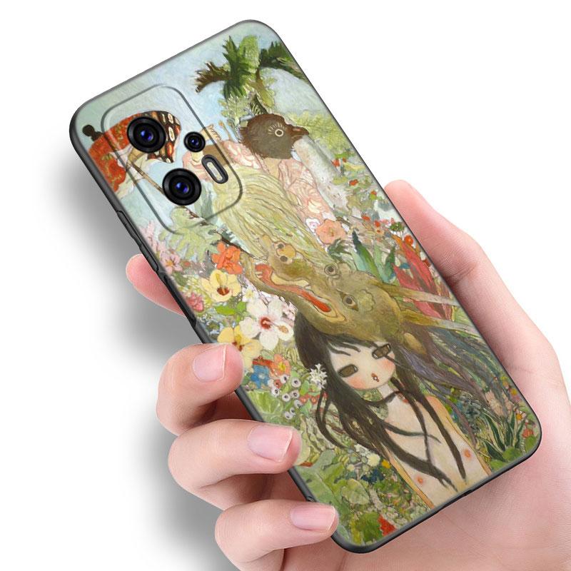 Aya Takano Konst Telefonskal För Xiaomi POCO F2 F3 M2 M3 M4 X3 X4 Pro NFC F4 GT 5G F1 X2 C3 C31 C40 M5S Mjuk TPU Svart Skal