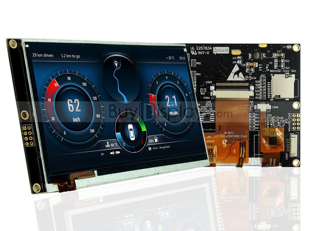 5" TFT LCD Color Display with RA8875 Controller, Serial Port, & Optional Touchscreen
