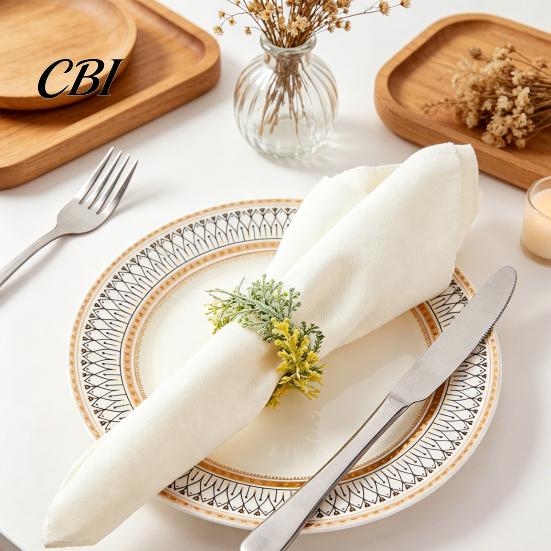 Thick Fabric Napkin Ring 6Pcs Rings, Elastic Design Holder for Light And Napkins, Imitation Holly Leaf Accessory Weddings Parties Home Use Gauze