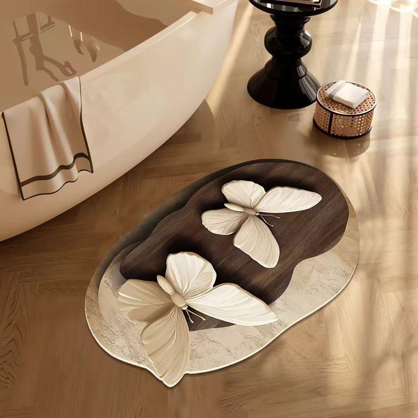 

3D Visual Butterfly Floral Mat - впитывающий коврик для ванной комнаты, декоративный коврик для двери и уникальный водостойкий коврик для входа в помещение 30x40cm