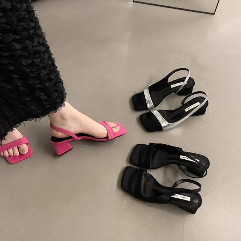 Women's High-heeled Sandals Open Toe Elegant Slingbacks Trendy Design 2025 Summer Ladies Shoes Large Size Back Strap Footwear