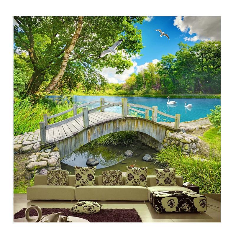 

Wall Mural Home Decor Small Bridge Lake Water 3d Wall Papers Nature Landscape Mural Wall Paper 200 cm(W) x 140 cm(H)