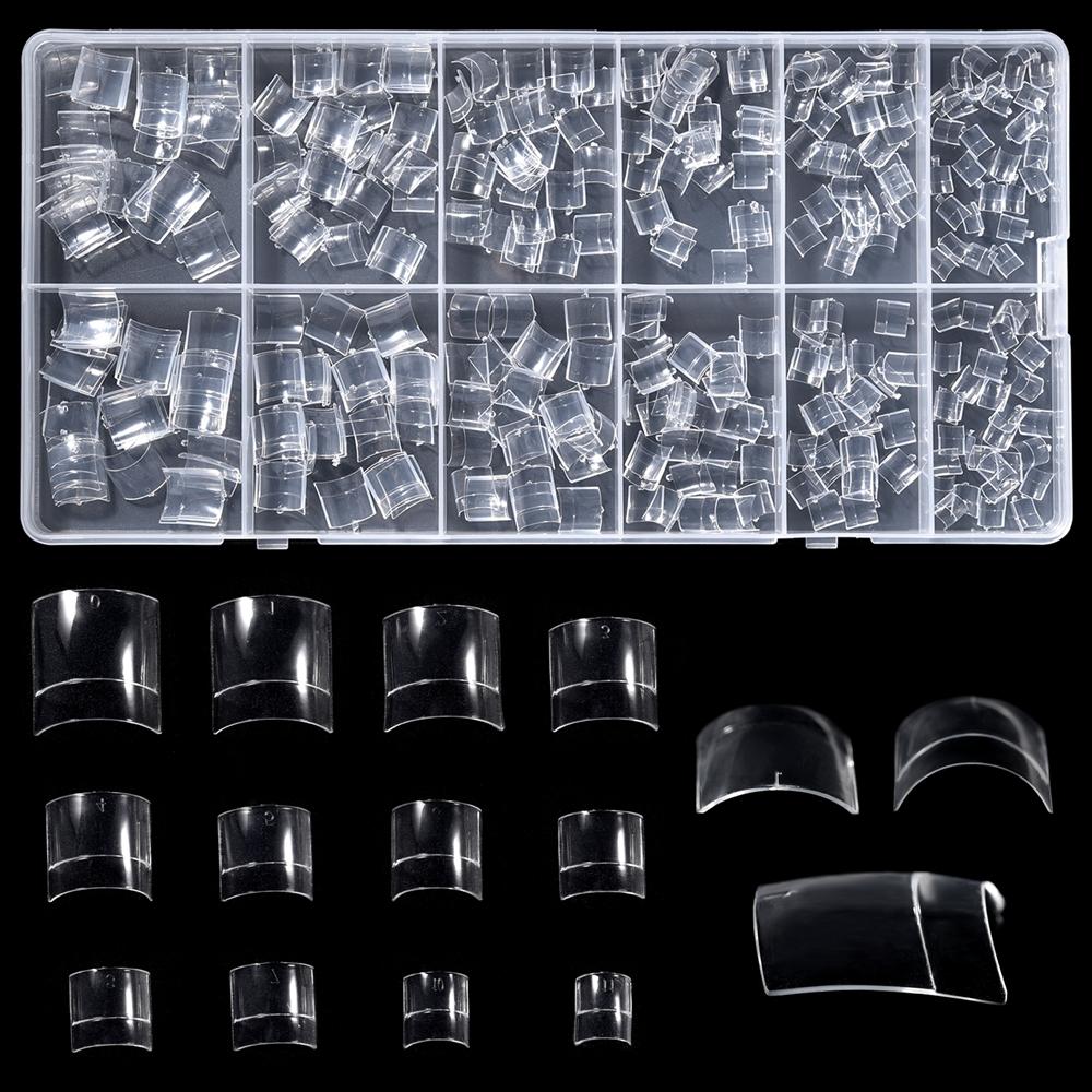 

360 шт. Накладные ногти Короткие квадратные типсы Французские типсы с половинным покрытием Искусственные типсы для ногтей Очень короткие прозрачные типсы Маникюрный салон чистый