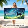 Cat Theme Soft Beach Towel Personalized Custom Name Text Towel Portable for Beach Pool Travel