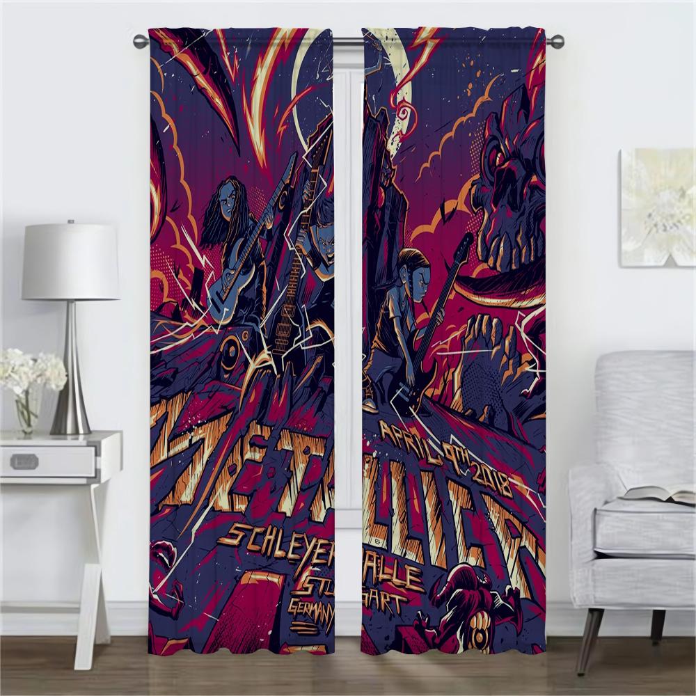 Partition M-MetallicaS Modern Living Room Curtains 2 Pieces Curtains for Bedroom Halloween Decoration Window Curtain Shades Home