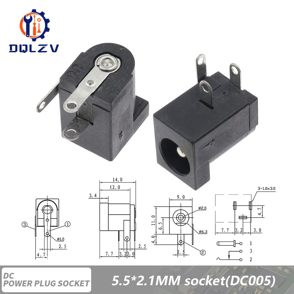 DC Connectors 5.5x2.1mm 3.5x1.3mm DC Power Female Jack Socket Nut Panel Mount DC Power Adapter Connector DC-099/005/022B/25M