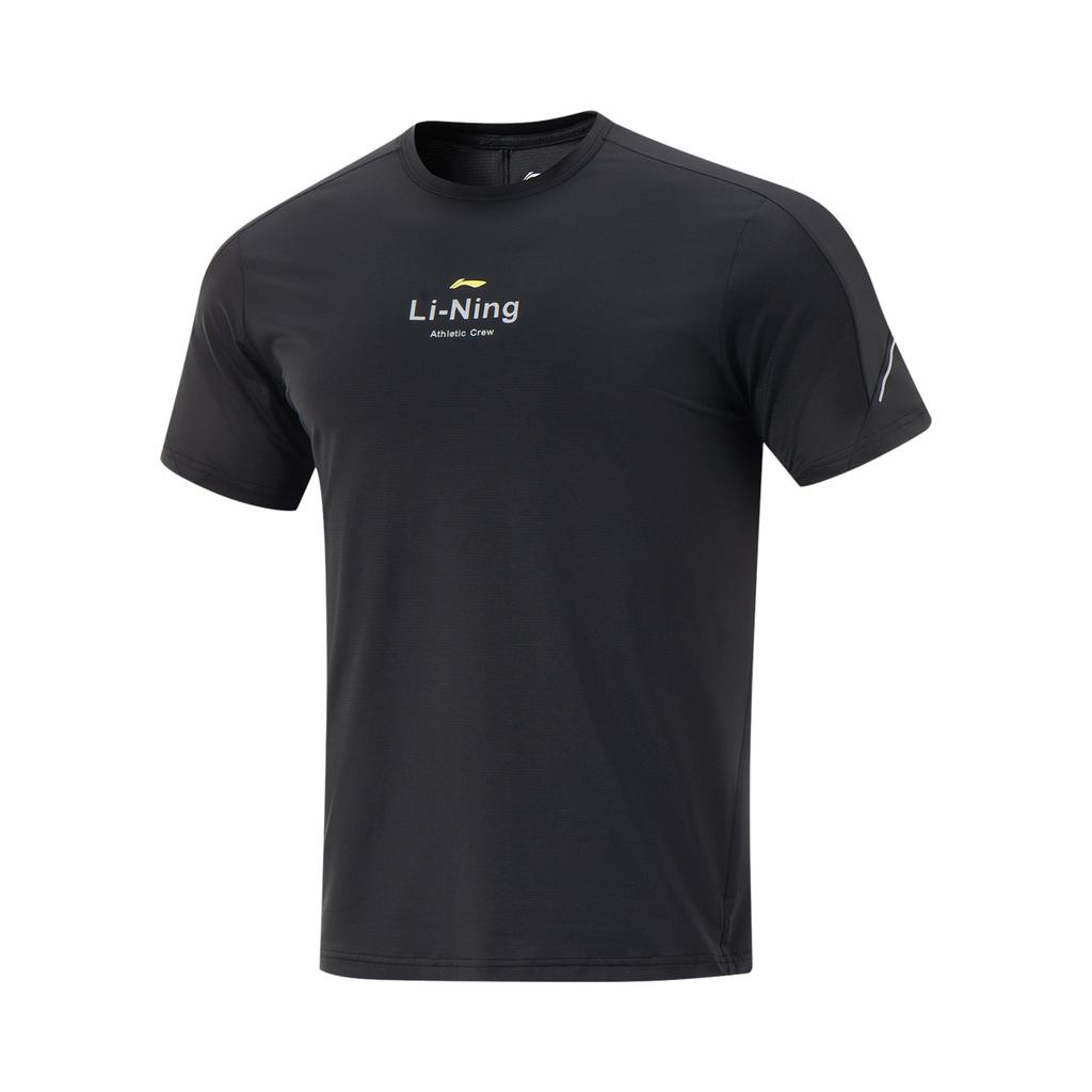 Li Ning Fitness Series Letter Round Neck Ice Silk Quick Dry Cool Comfortable Breathable Versatile Short Sleeve T-Shirt Men Tops Black ATSV275-4