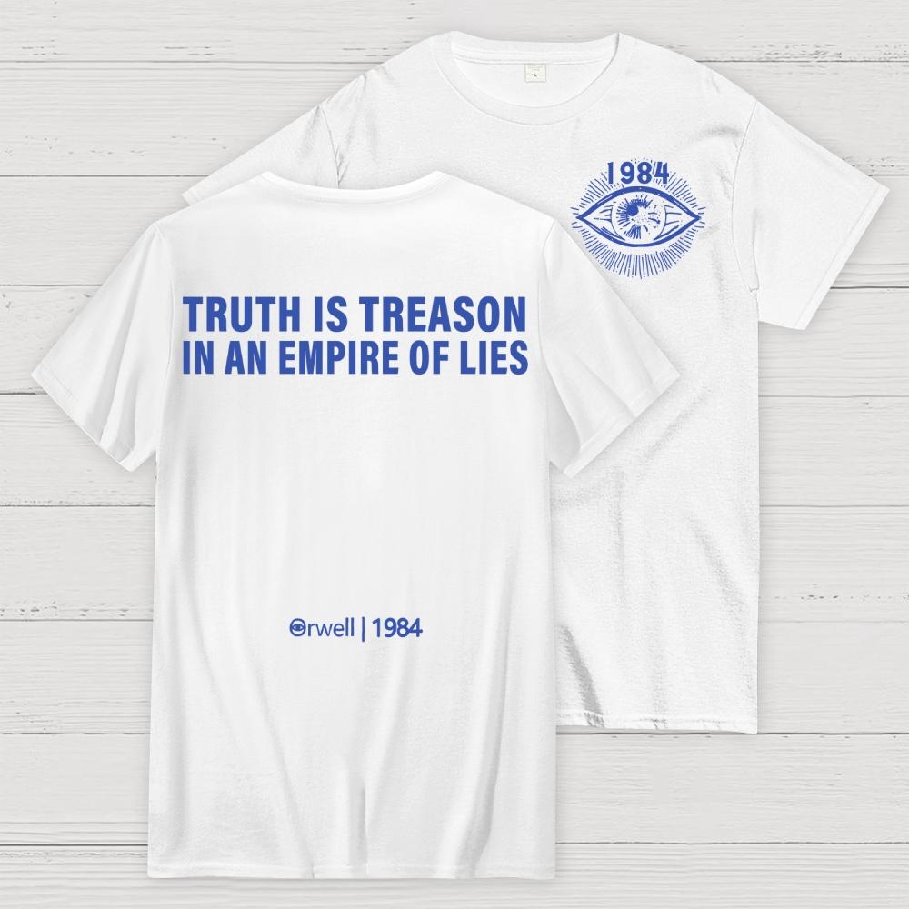 Orwell 1984 Impression Avant et Arrière Coton Été Décontracté Cool Lâche T-shirt