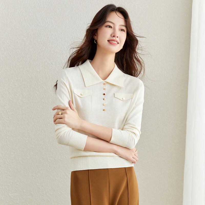 CARBAMMI Women's Turn-Down Collar Short Pullover Knit Sweater