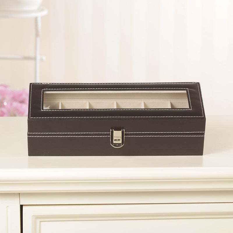 Organizzatore di scatole per orologi in pelle a 6 slot Nuove custodie per espositori per orologi meccanici da uomo Custodia per scatole regalo per gioielli neri