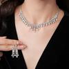 Water Drop Tassel Necklace Earrings Set Inlaid Crystal Necklace Set Rhinestone Jewelry Set  Women