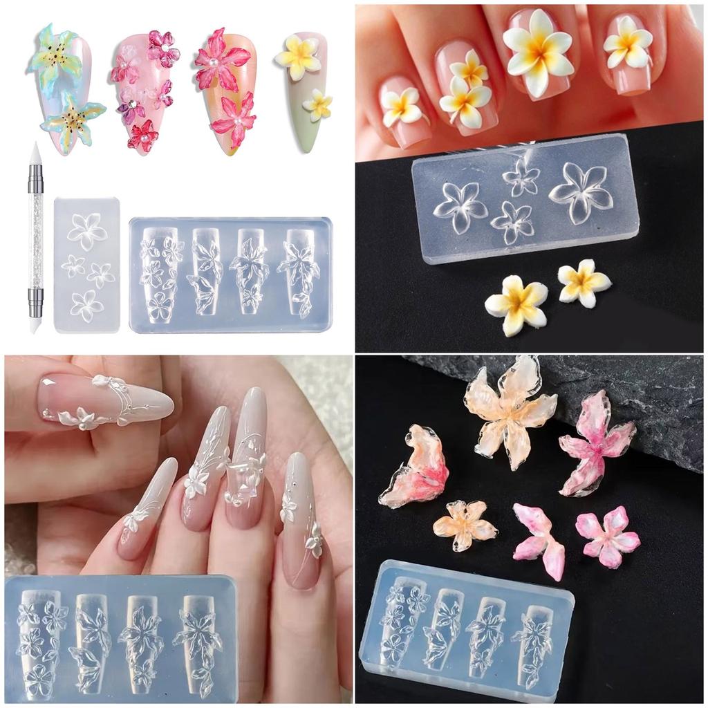 3er-Pack Professionelle Nail Art Formen Blumenform Kleine Zubehörform Nägel Dekorative Formen für Maniküre Dekorationen