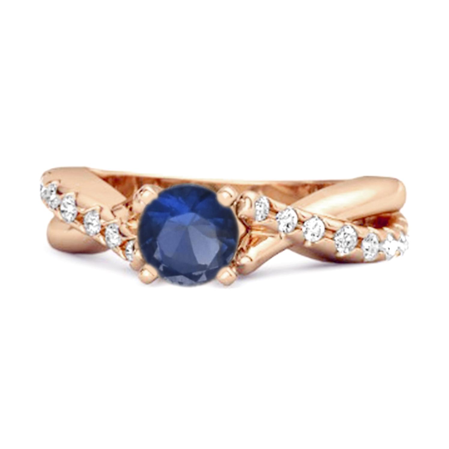 Blue Sapphire Crisscross Stackable Ring - 925  Sterling Silver Rose Gold Vermeil 10 ярко-розовый