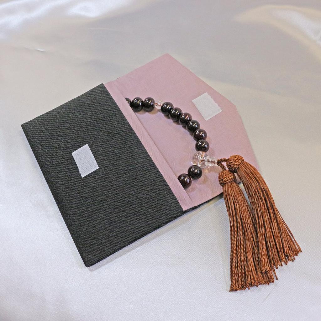 Nakago, Kyoto, Founded In 1885, 27 Rosewood Beads, Pharisees, with Rayon Tassels and a Prayer Bead Pouch (suitable for Men of All Sects)