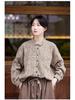 Retro Women's Brocade Color Casual Slimming Linen Shirt for Autumn