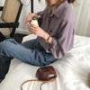 Elegant Women's Autumn 2024 French Shirt: Korean Style, Chic Solid Color, Simple Long Sleeve Lapel Design.