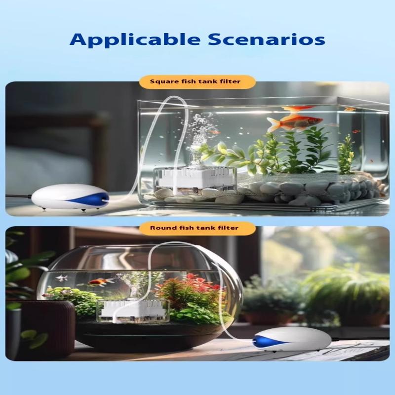 Mini Aquarium Filter Aerator 2-In-1 Pneumatic Filter Fish Tank Air Stone Oxygen Pump Water Cleaning Aquarium Accessories