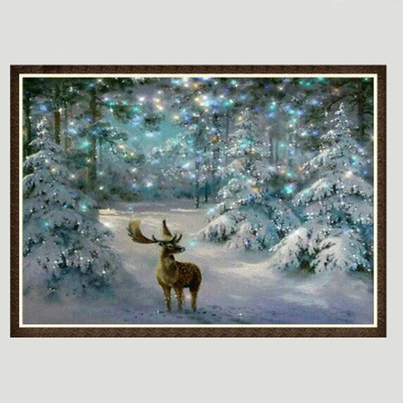5D DIY vánoční diamantová malba Deer Diamond Winter Diamond výšivka Cross Stitch Home Decor