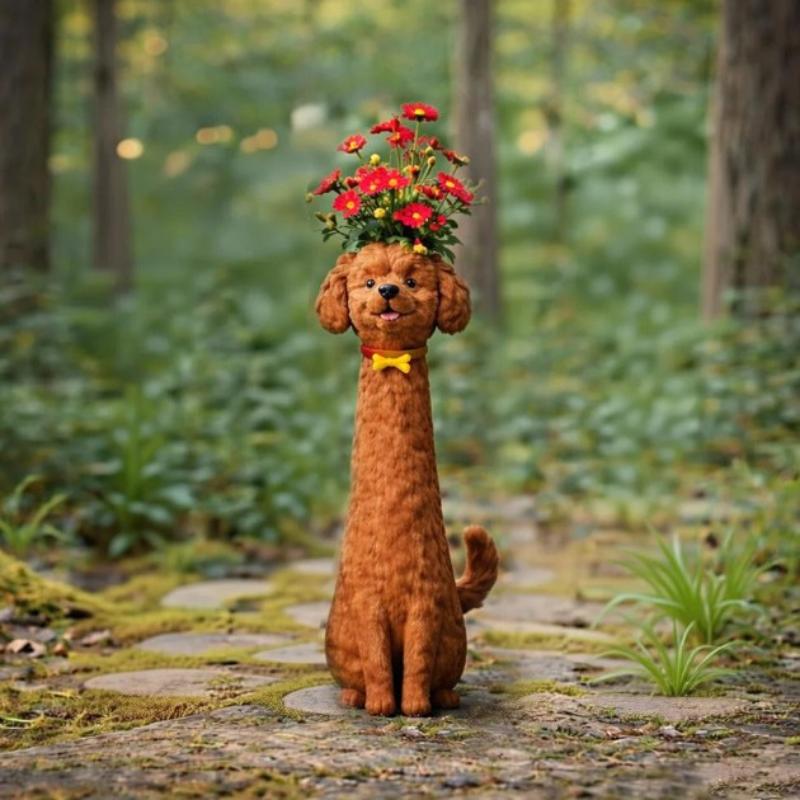 Umweltfreundliche Harz Hund Katze Blumenvase Skurril Niedlich Dekoration Ornament Ungiftig für Zuhause Schreibtisch Kinderzimmer Dekoration