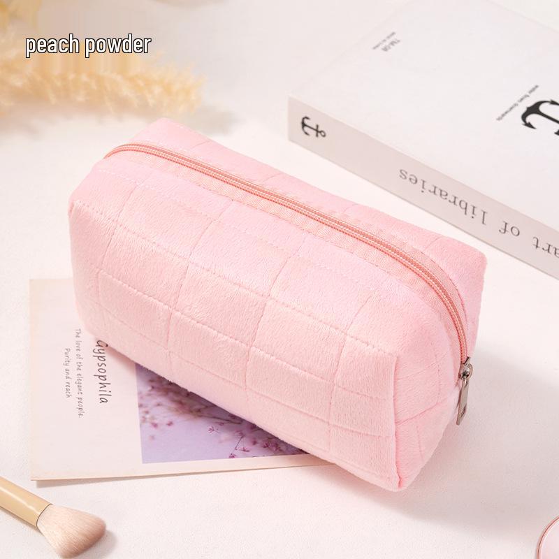 High-End Large Capacity Plaid Corduroy Decompression Makeup & Travel Wash Bag