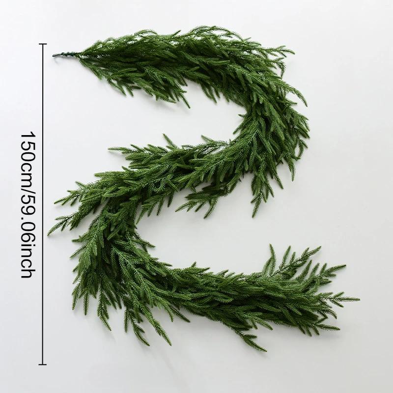 

6/9 Ft Christmas Norfolk Pine Dense Garland Artificial Greenery Real Touch Garland for Holiday Mantle Fireplace Table Home Decor Norfolk Pine Garland