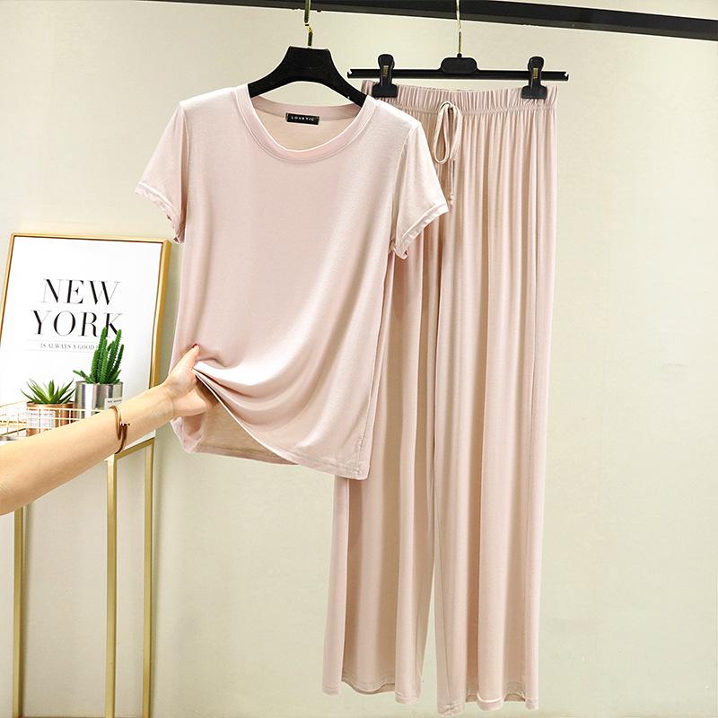 Women's Modal Short-Sleeve T-Shirt and Shorts Casual Two-Piece Suit