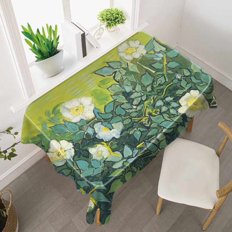 Van Gogh Starry Sky Tablecloth Light Luxury Oil Painting Art Studio Sunflower Famous Painting Waterproof Table Mat Tablecloth