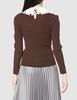 Jill by Jill Stuart Women's Ribbed Knit Sweater, Brown, FR