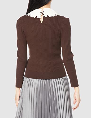 Jill by Jill Stuart Women's Ribbed Knit Sweater, Brown, FR
