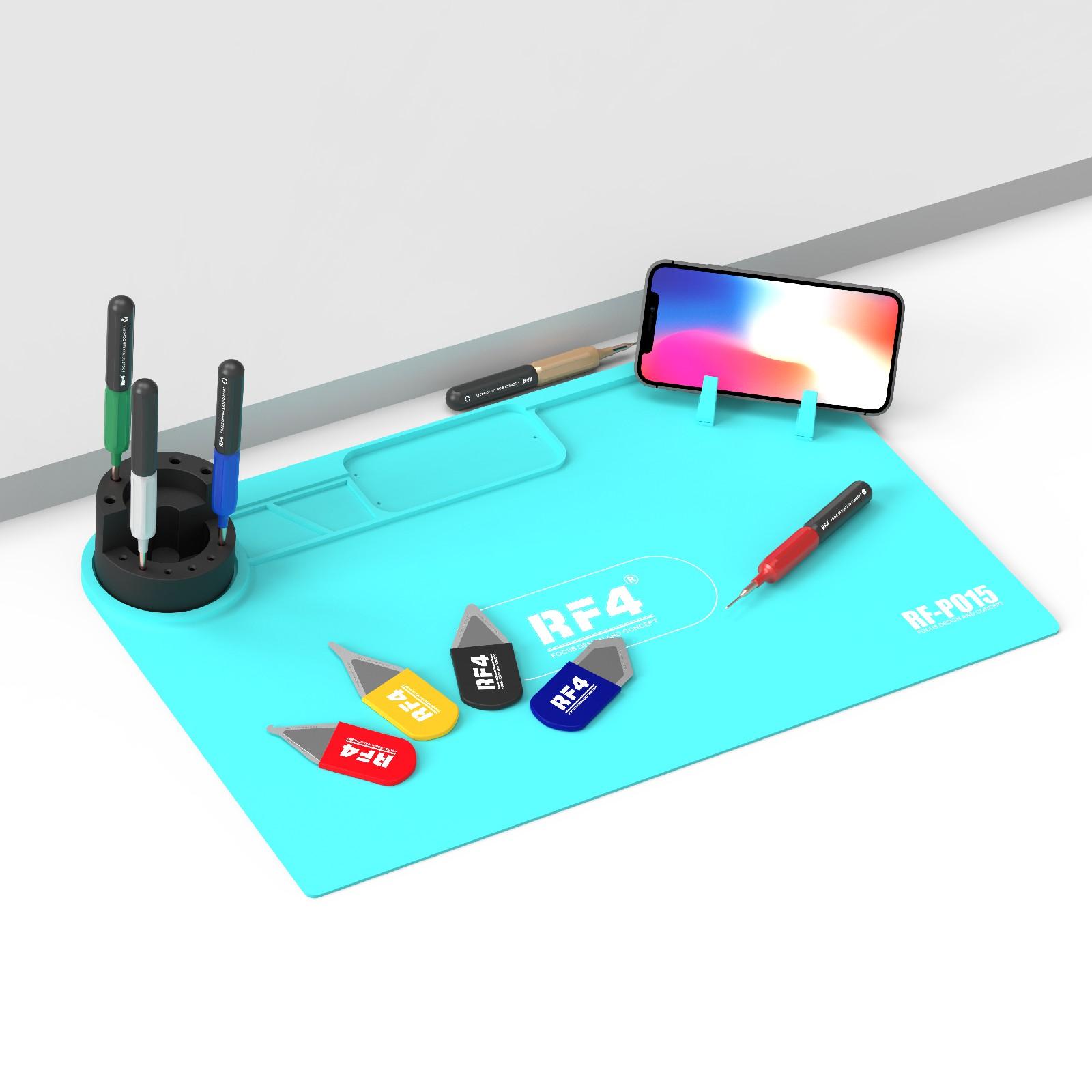 

RF4 RF-PO15 Phone Repair Pad Silicone High Temperature Maintenance Mat with Storage Bracket for BGA Soldering Station Type A