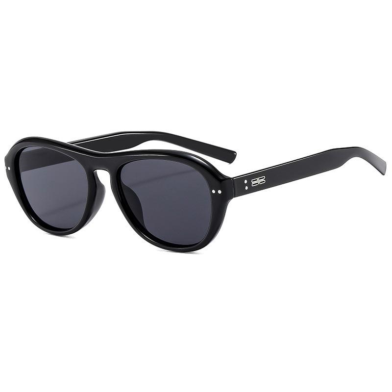 European and American retro babes oval flat glasses women's advanced sense big face thin blush sunglasses sun protection sunglasses men