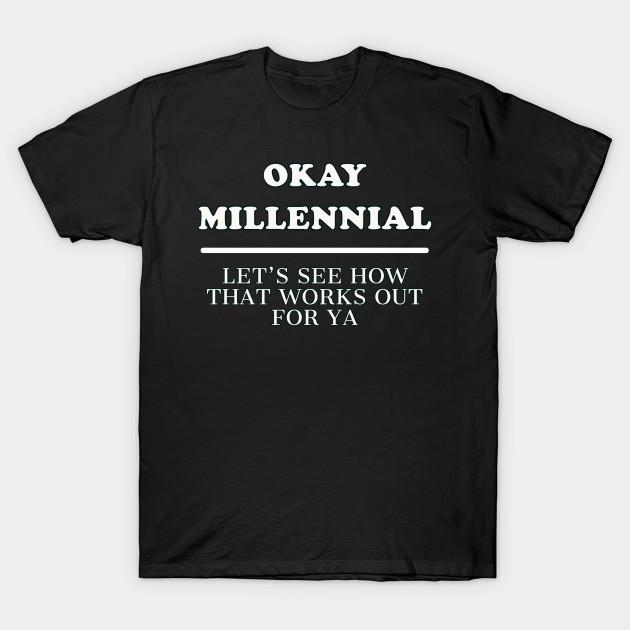 

Men Black Print T-shirt Boomer Shirt Okay Millennial No-Cut Transfer Paper Print Cotton Tshirt 2XL чорний