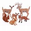 Hand-painted Simulation Of Animal Reindeer Squirrel Red Fox Model Set For Collectors