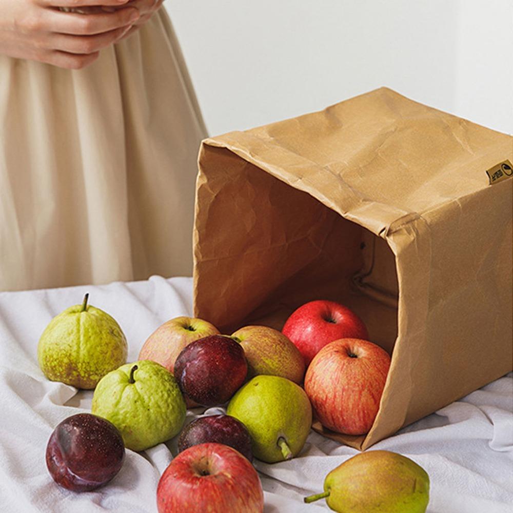 Reusable Kraft Paper Bag Washable Washed Kraft Paper Snacks Bags Kraft Storage Bags  Food Storage S