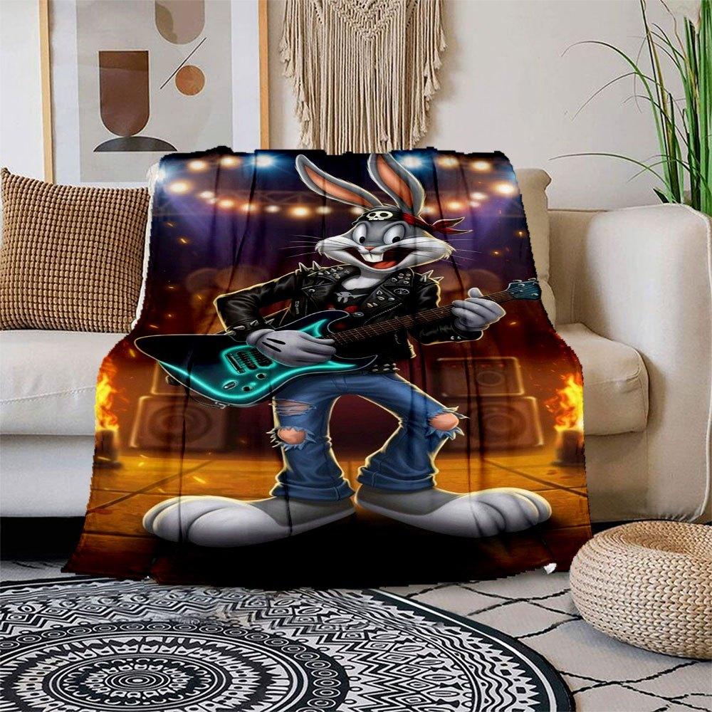 

Rock Star Bugs Bunny Guitar Art Print Blanket Flannel Throw Blanket for Sofa, Bed, Travel, Camping, Office 100x150cm