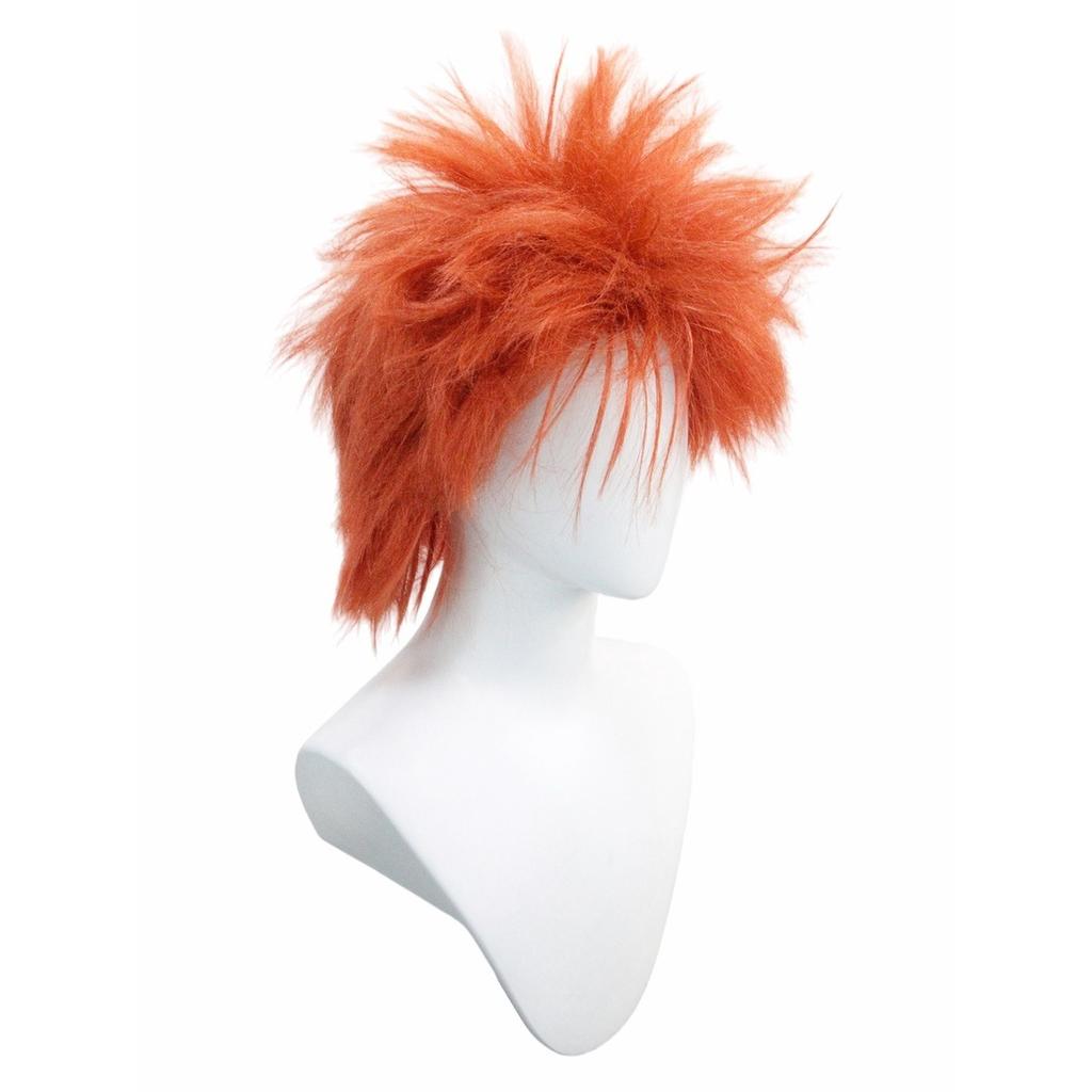 Orange Explosive Spiky Top Upward Fluffy Layered Medium Wig, Synthetic Edgy Style for Cosplay