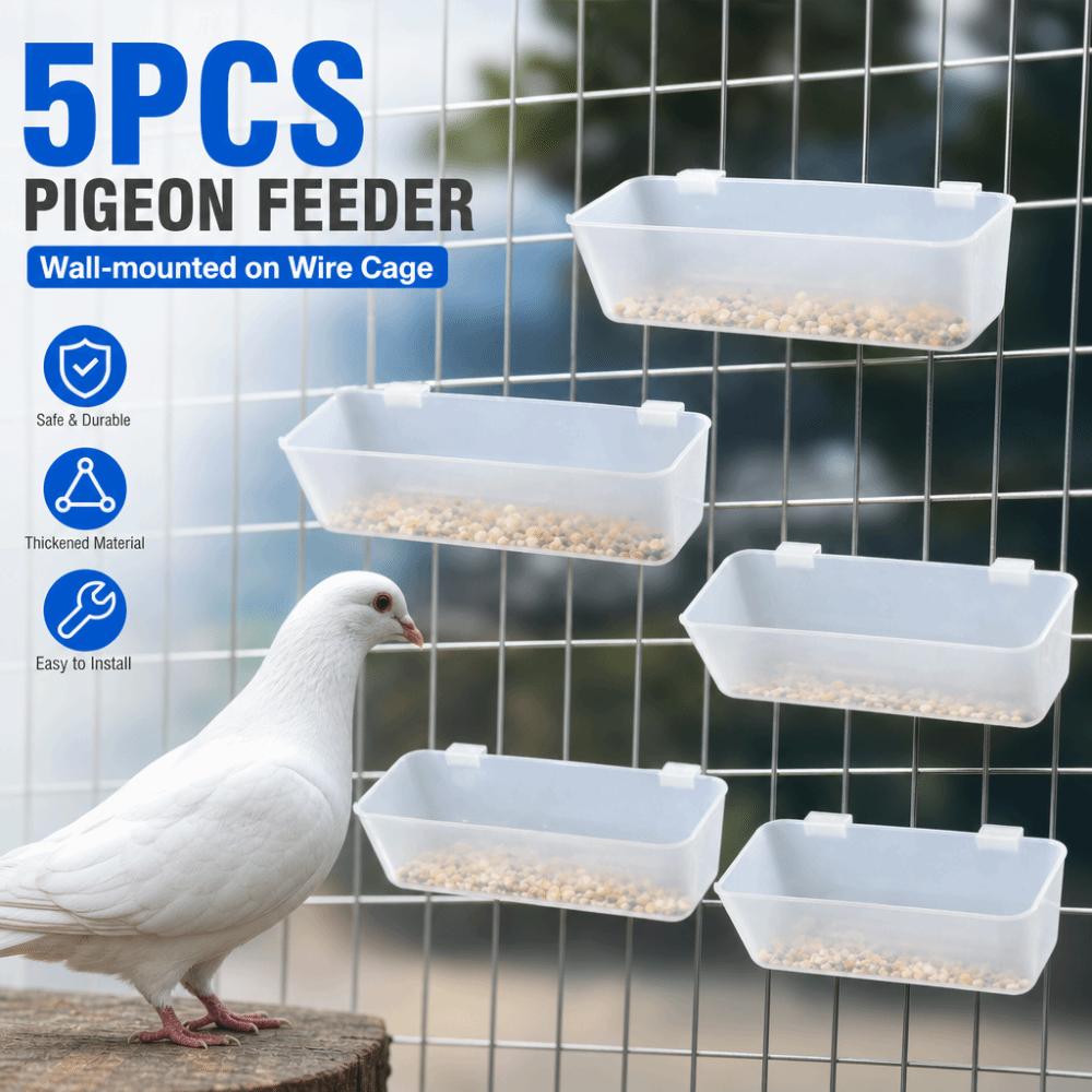 5pcs Transparent Box Hanging Bird Feeder Drinker Automatic Pigeon Feed Trough Aviary