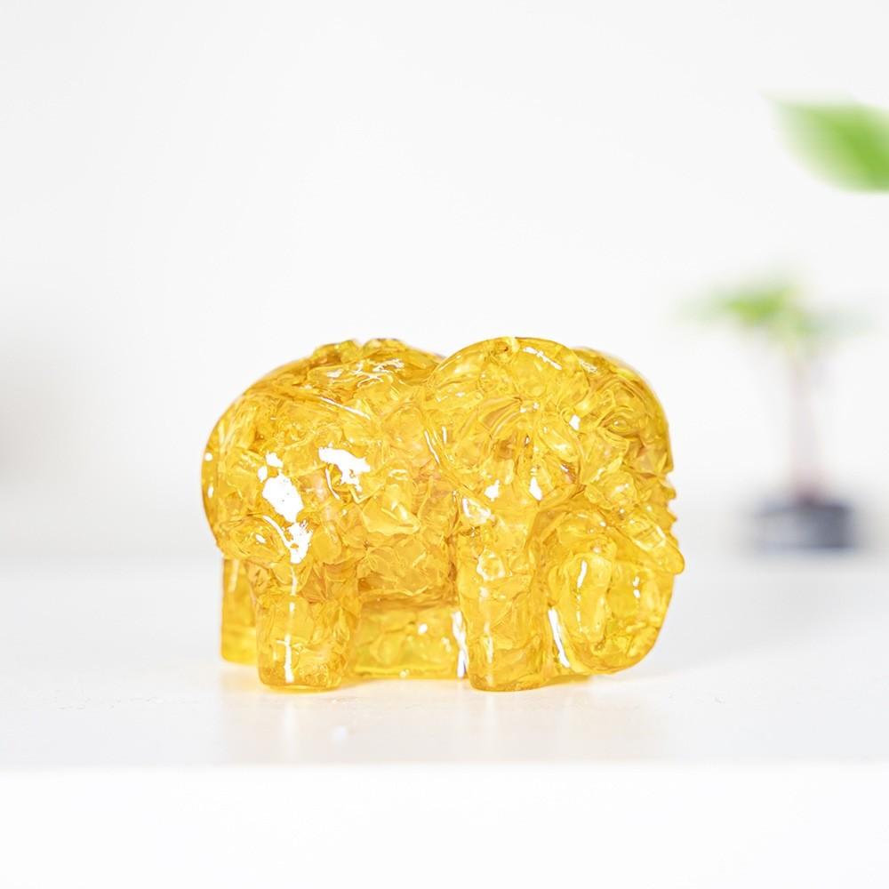 Natural Gemstone Crystal Decor Elephant Resin Art Home Gift For Special Occasions