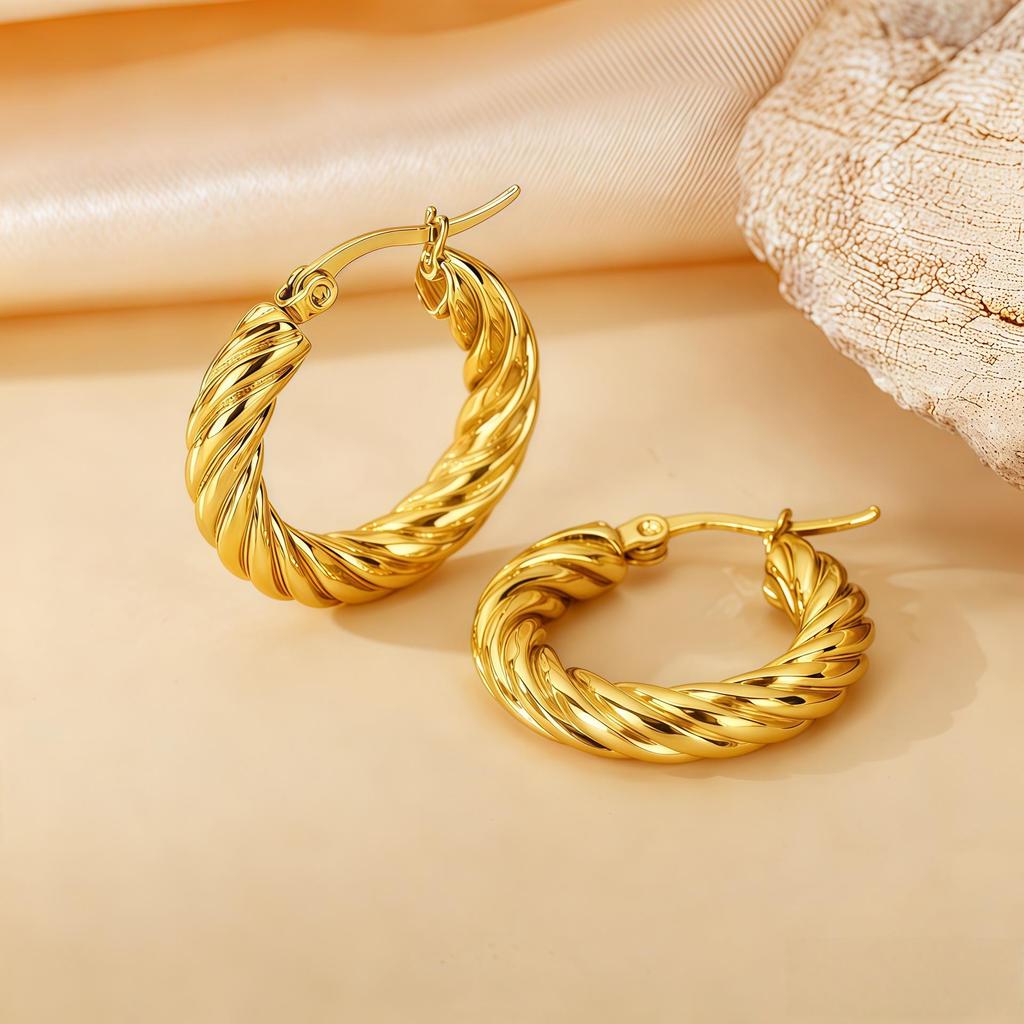 2025 New Style Twisted Titanium Circle Earrings for Women - Low MOQ, Mixed Batch, Dropshipping, Sample Orders Available