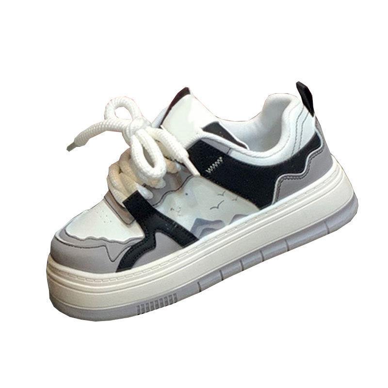 Japanese Panda Big Head Board Shoes Women's 2025 Spring New Niche Design Leather Sports Casual Shoes White Shoes