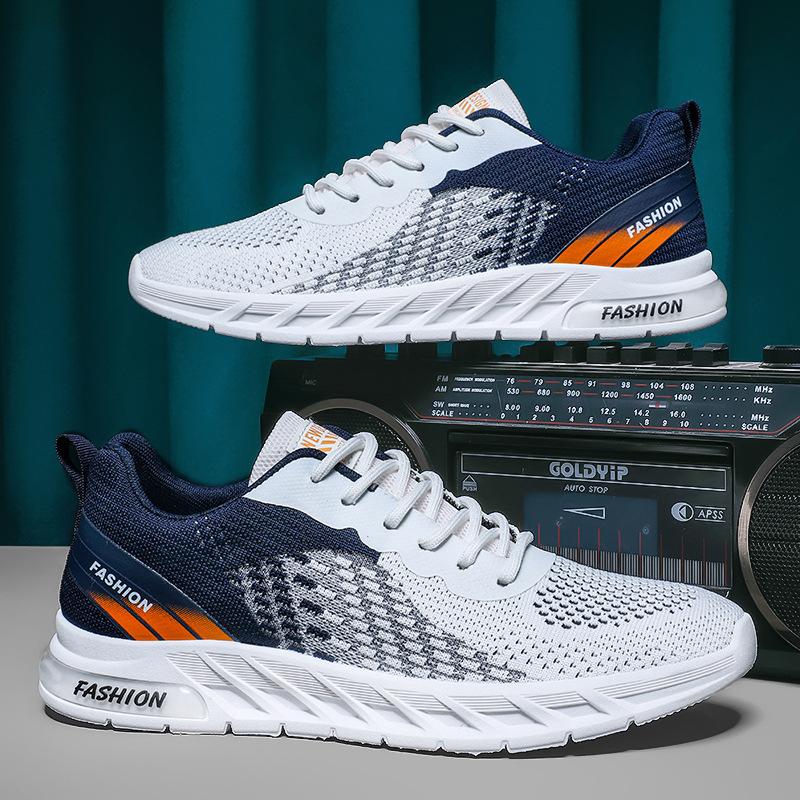 Men's Shoes Summer Mesh Shoes Men's Running Casual Sports Shoes Flying Woven Hollow Breathable Air Conditioning Shoes Douyin 2025