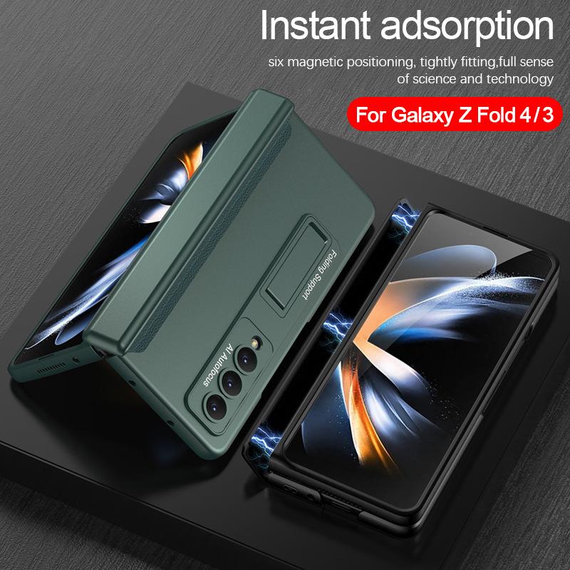 Magnet Hinge Stand Case For Samsung Galaxy Z Fold 4 3 5g Fold4 Fold3 Case Magnetic Adsorption Holder Matte Hard Pc Phone Cover