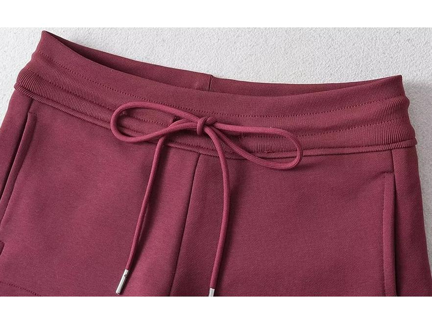 Shorts de Outono de Cintura Alta Estilo Street com Fenda e Cordão