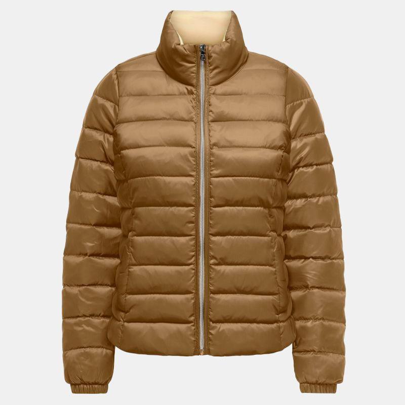 Women's ONLY Long-sleeved Zip-up Puffer Jacket with Stand-up Collar